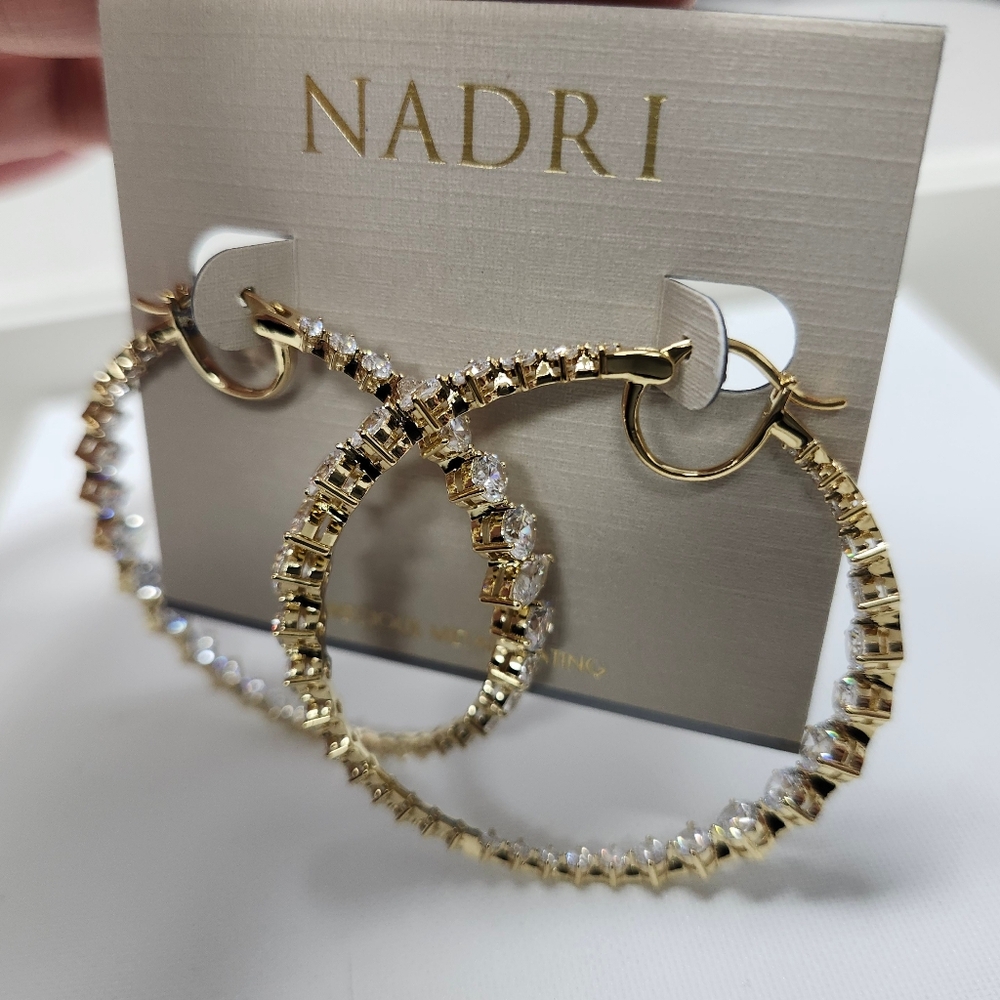 Nadri Gold Crystal-Embellished Hoop Earrings